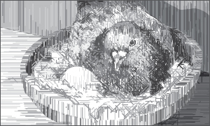 Illustration of a bird in a nest.